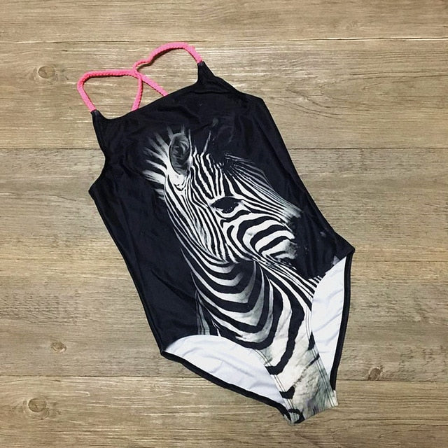 zebra print girls swimwear bather swimsuit fused kids one piece swimsuit bodysuit swimsuits 2019 bathing suit monokini b19