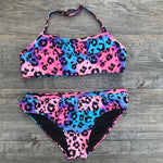 leopard print girls bikini set 2019 children swimsuit 7-14 years girls swimwear falbala solid kids bikinis biquini 318