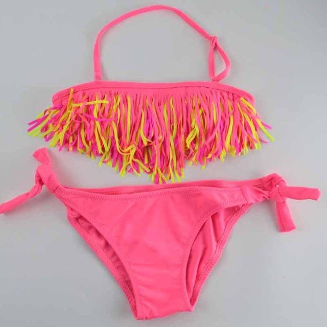 solid tassel biquini girls swimwear summer bandage bikini set 5-12 years kids bikinis 2019 children swimsuit bathing suit 101